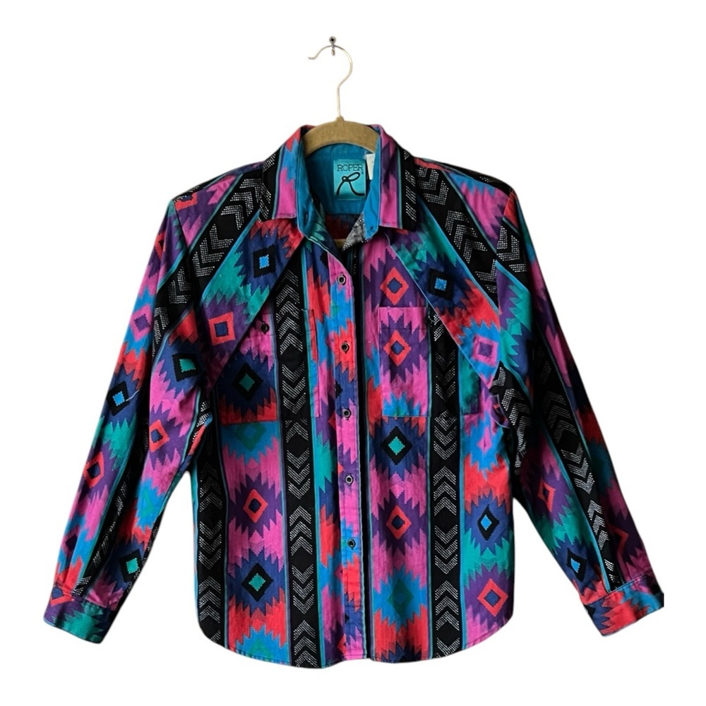 VTG. 80’s Roper Southwestern Button Up Womens Western Shirt.sz. VTG. 9/10 - Picture 2 of 9
